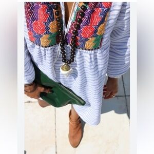 J. Crew blue and White Embellished Tunic Top or mini dress